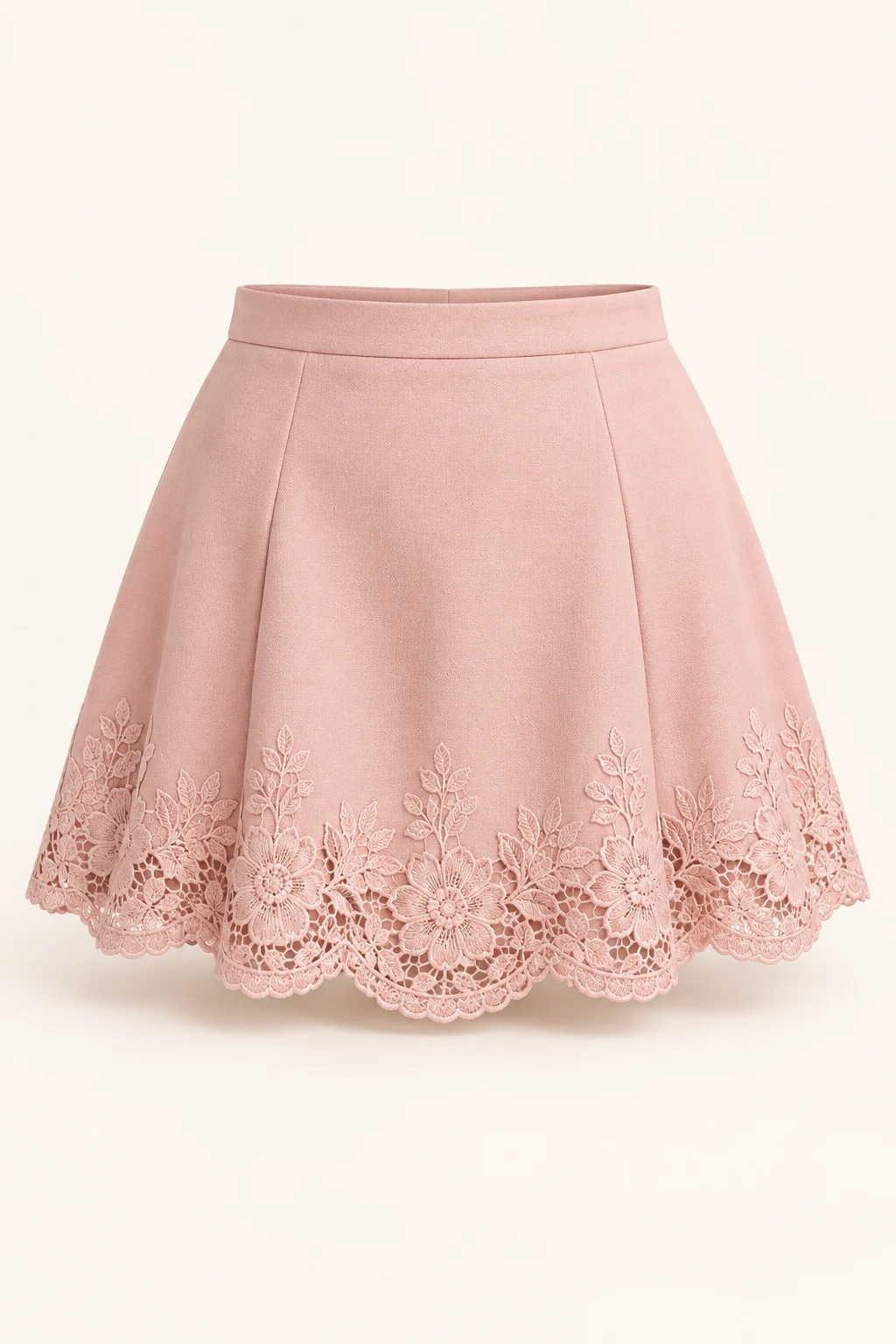 Blush Pink Petal Lace Mini Skirt