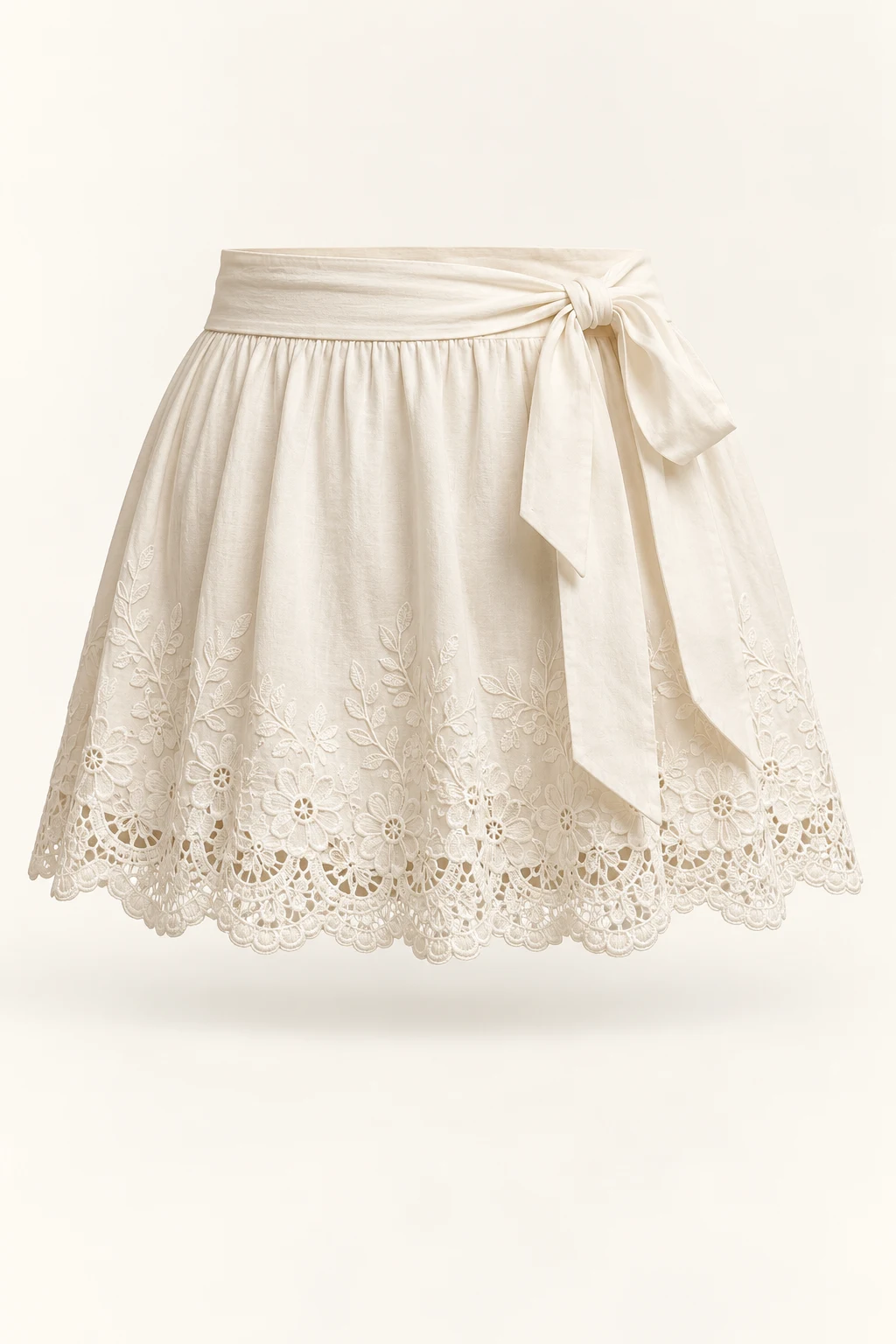 Ivory Cloud Ribbon Mini Skirt