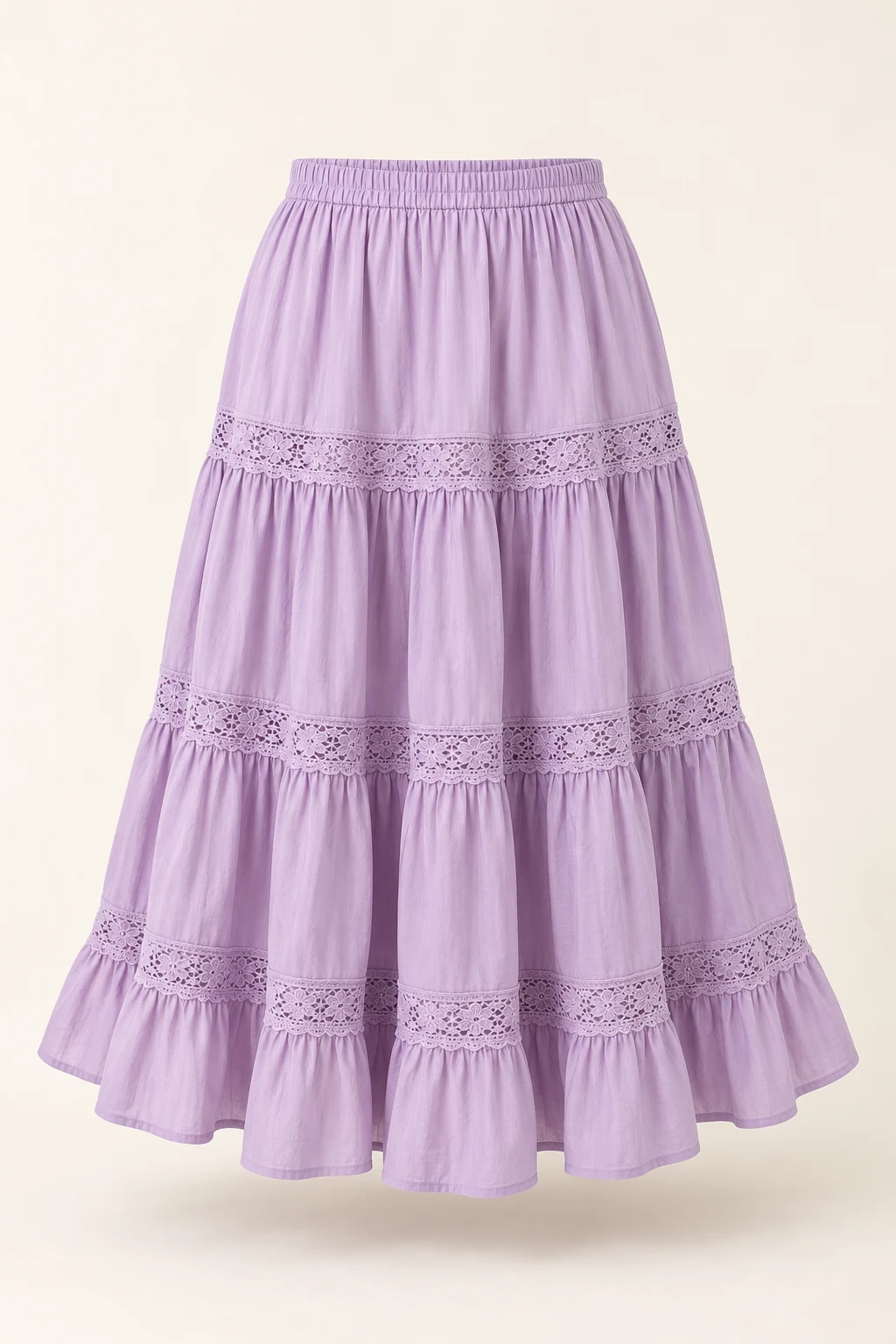 Soft Lilac Lilac Tiered Midi Skirt